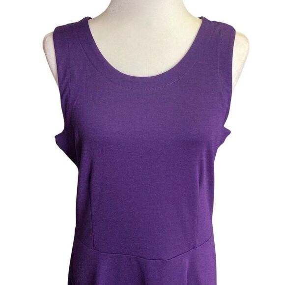 Old Navy Dress Jersey Knit Fit & Flare Purple Back Zip Sleeveless Women’s Large - Picture 3 of 6